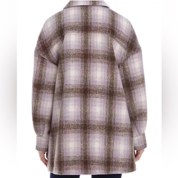 New Avec Les Fills Plaid Shirt Jacket Size Small in Brown/Lavender - Picture 4 of 16